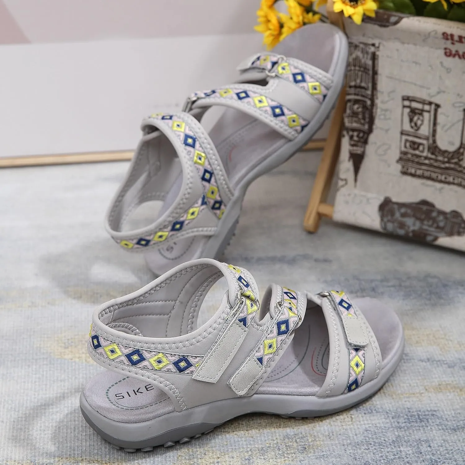 Hiking Sandals Women Waterproof Orthopedic Walking Sandals Recovery Sport Outdoor Hiking Water Sandals Adjustable Strap Sandals with Comfortable Plantar Fasciitis Arch Support