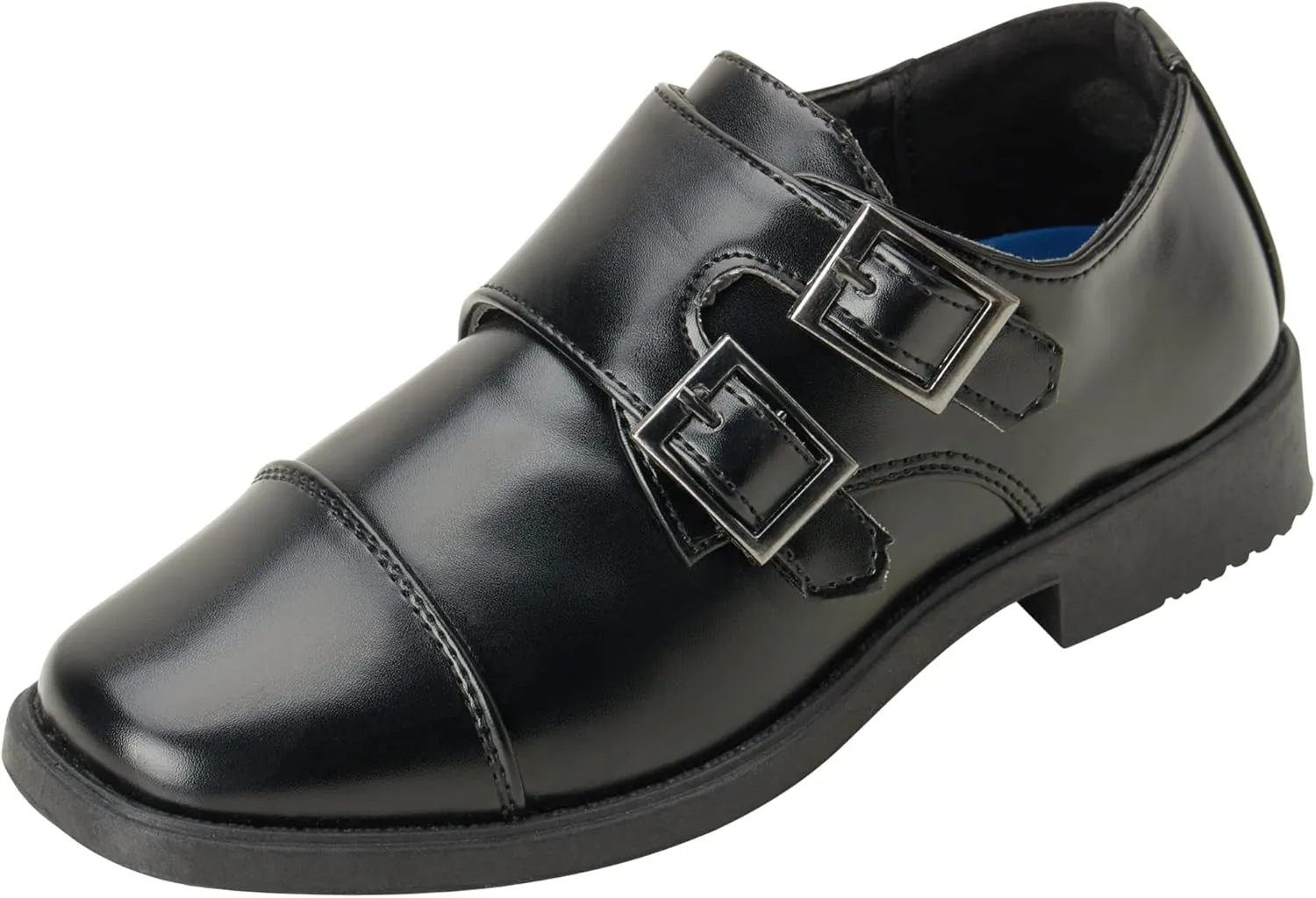 Josmo Boy??s Dress Shoes ?C Hook and Loop Double Monk Strap Cap Toe Oxford Loafers (Little Kid/Big Kid)