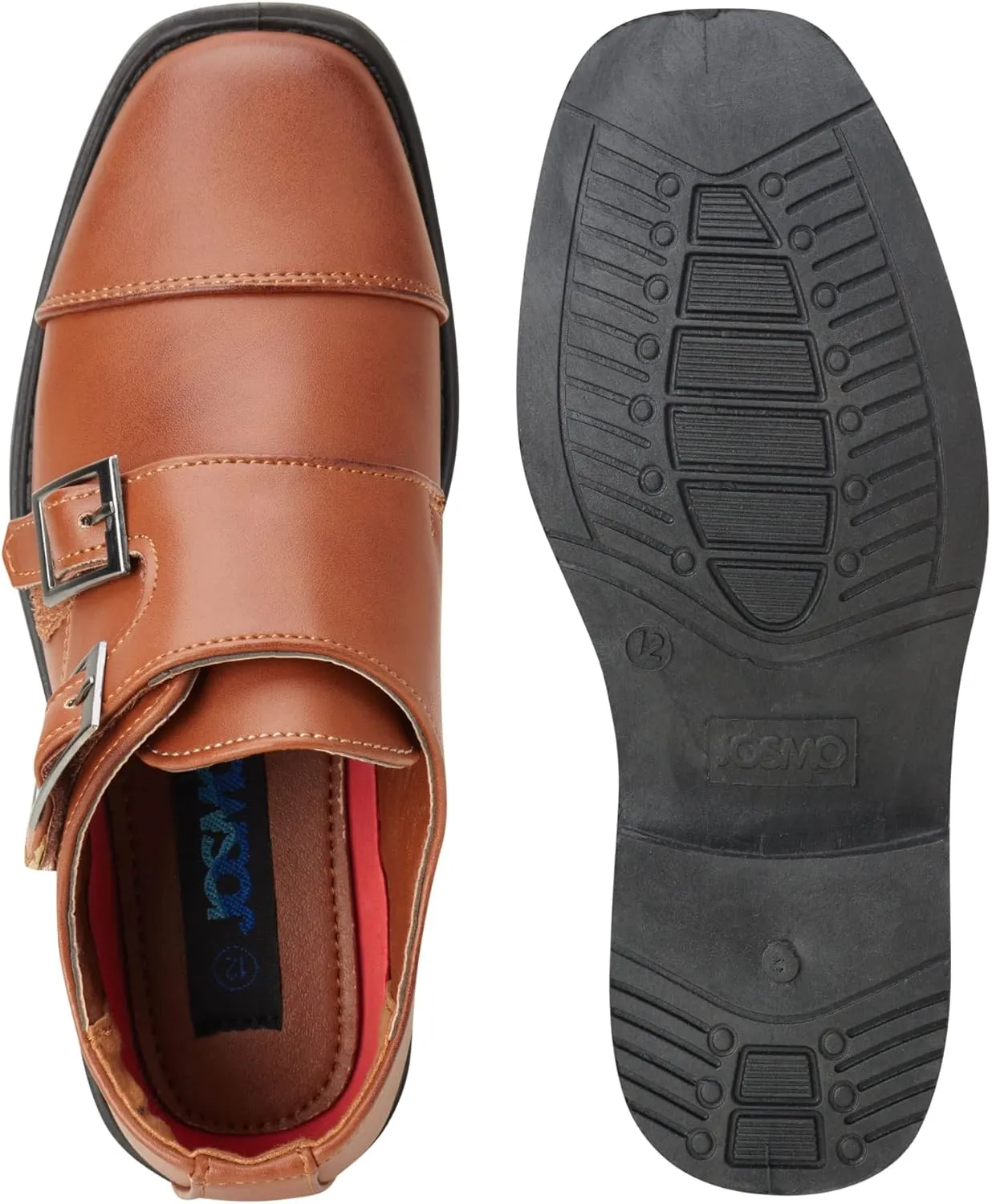 Josmo Boy??s Dress Shoes ?C Hook and Loop Double Monk Strap Cap Toe Oxford Loafers (Little Kid/Big Kid)
