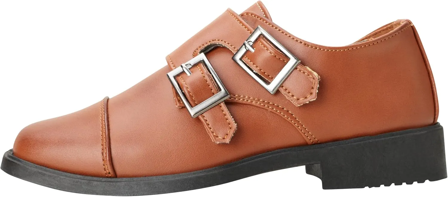 Josmo Boy??s Dress Shoes ?C Hook and Loop Double Monk Strap Cap Toe Oxford Loafers (Little Kid/Big Kid)