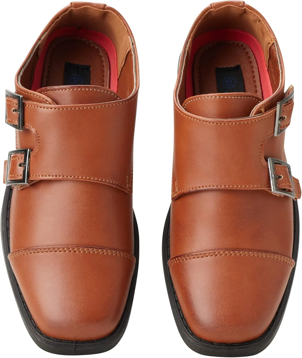 Josmo Boy??s Dress Shoes ?C Hook and Loop Double Monk Strap Cap Toe Oxford Loafers (Little Kid/Big Kid)