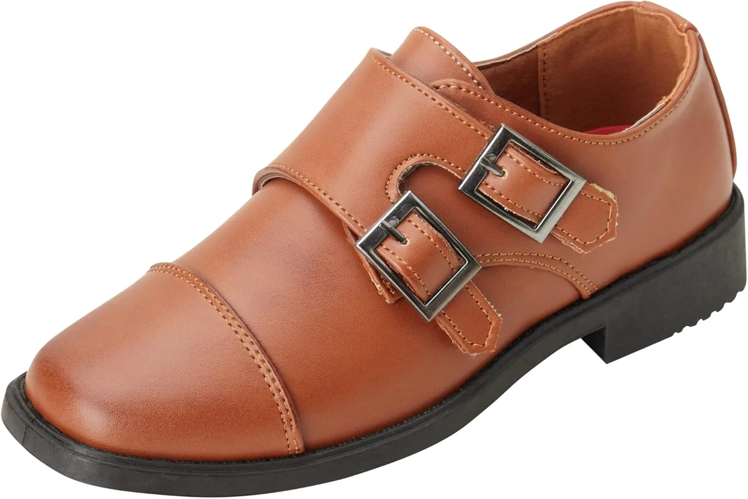 Josmo Boy??s Dress Shoes ?C Hook and Loop Double Monk Strap Cap Toe Oxford Loafers (Little Kid/Big Kid)