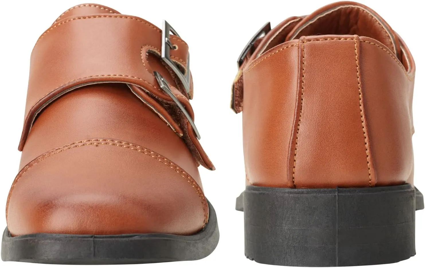 Josmo Boy??s Dress Shoes ?C Hook and Loop Double Monk Strap Cap Toe Oxford Loafers (Little Kid/Big Kid)