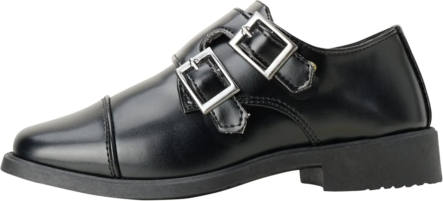 Josmo Boy??s Dress Shoes ?C Hook and Loop Double Monk Strap Cap Toe Oxford Loafers (Little Kid/Big Kid)