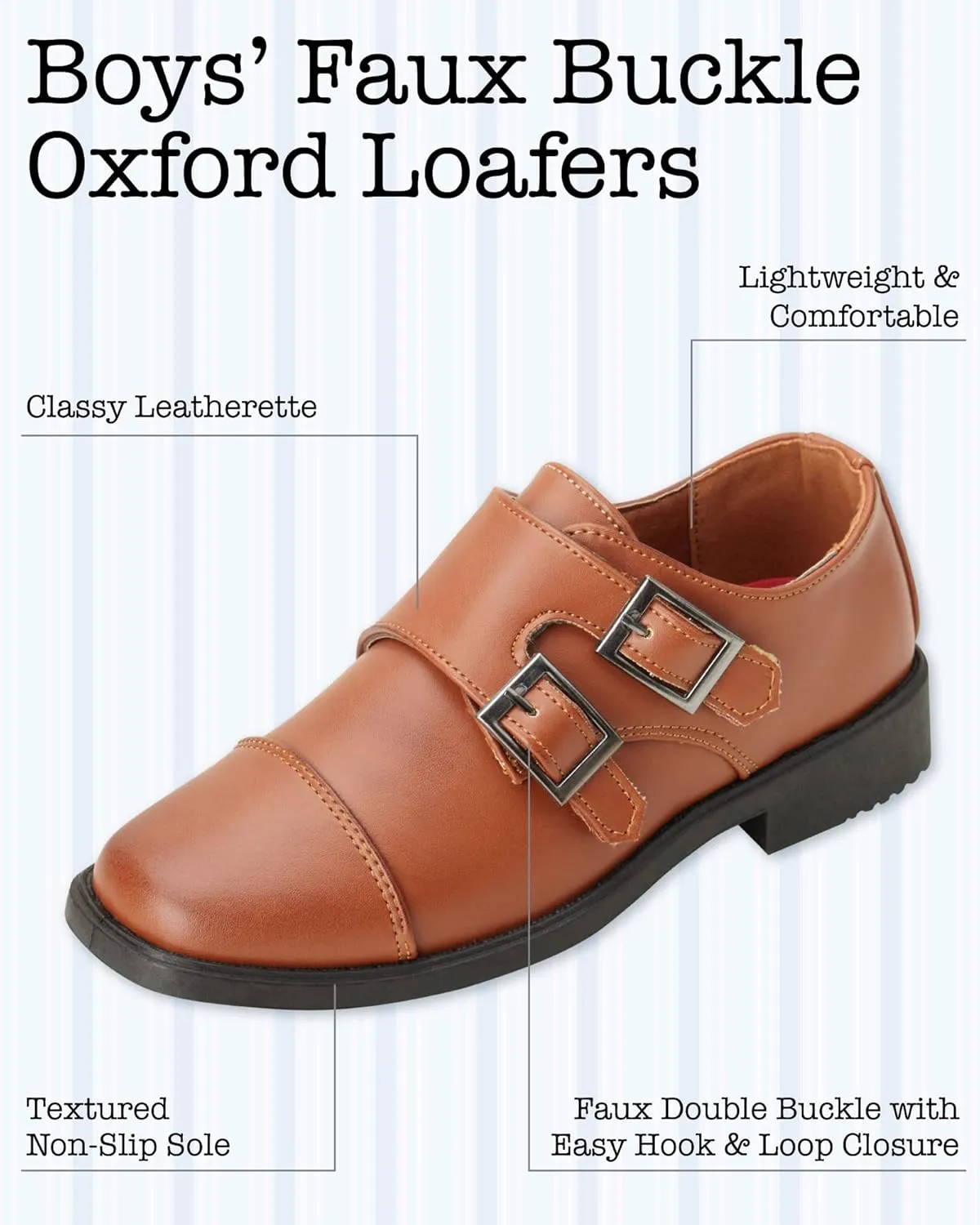 Josmo Boy??s Dress Shoes ?C Hook and Loop Double Monk Strap Cap Toe Oxford Loafers (Little Kid/Big Kid)