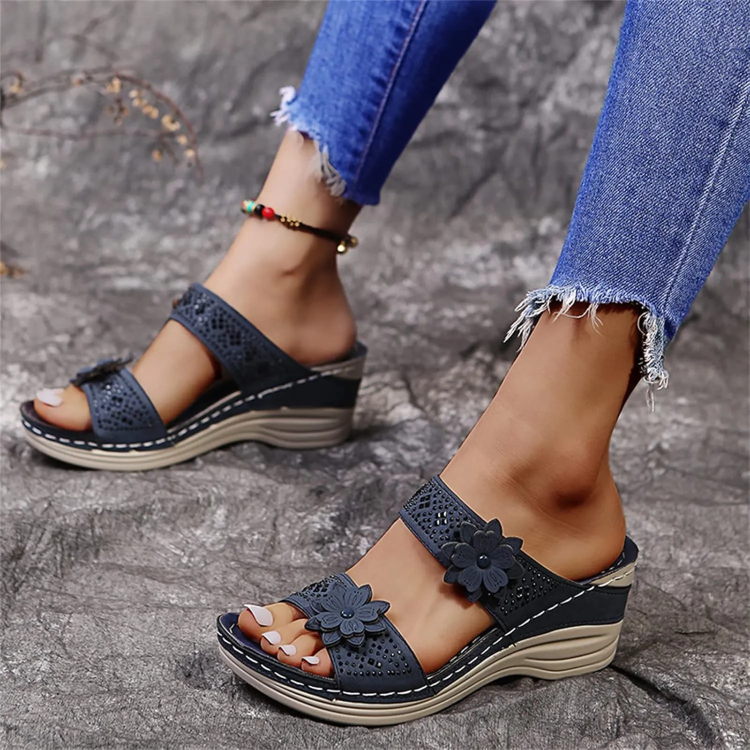 Ladmiple Orthopedic Slippers For Women Flat Feet Arch Support Flip Flops Soft Summer Dressy Comfortable Orthotic Sandals