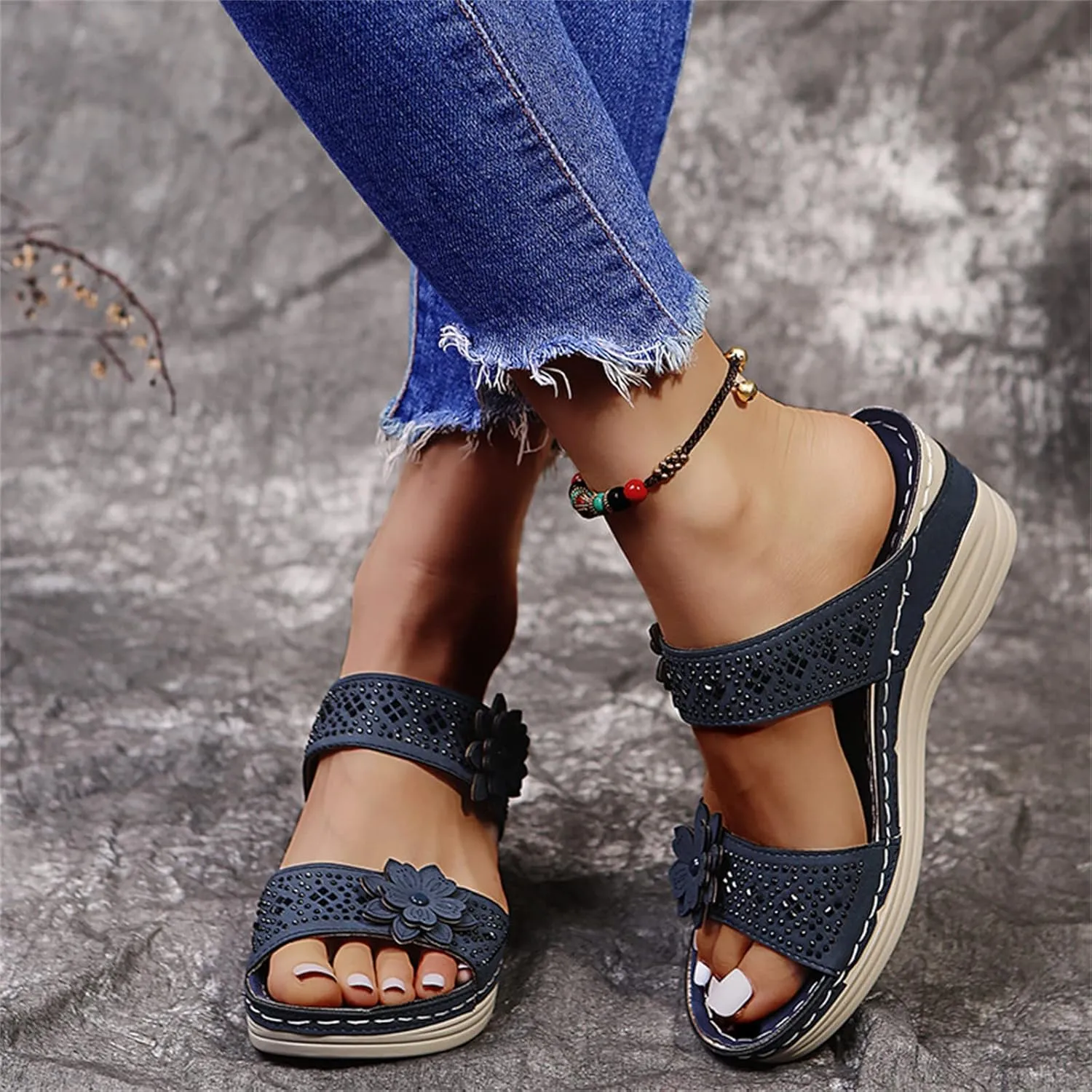 Ladmiple Orthopedic Slippers For Women Flat Feet Arch Support Flip Flops Soft Summer Dressy Comfortable Orthotic Sandals