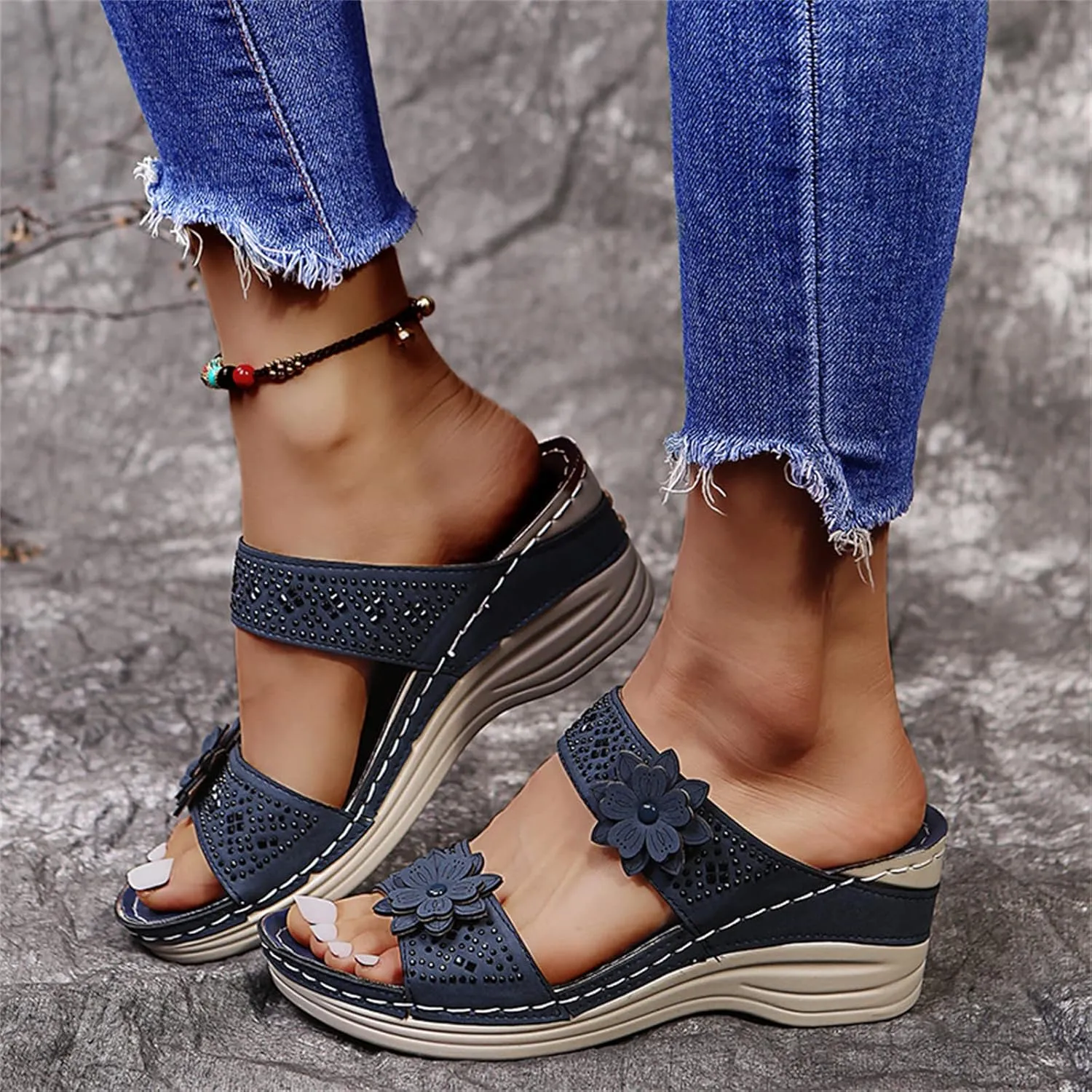 Ladmiple Orthopedic Slippers For Women Flat Feet Arch Support Flip Flops Soft Summer Dressy Comfortable Orthotic Sandals