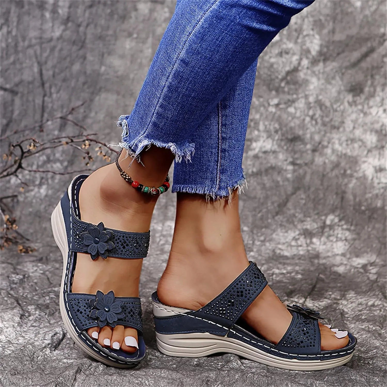 Ladmiple Orthopedic Slippers For Women Flat Feet Arch Support Flip Flops Soft Summer Dressy Comfortable Orthotic Sandals