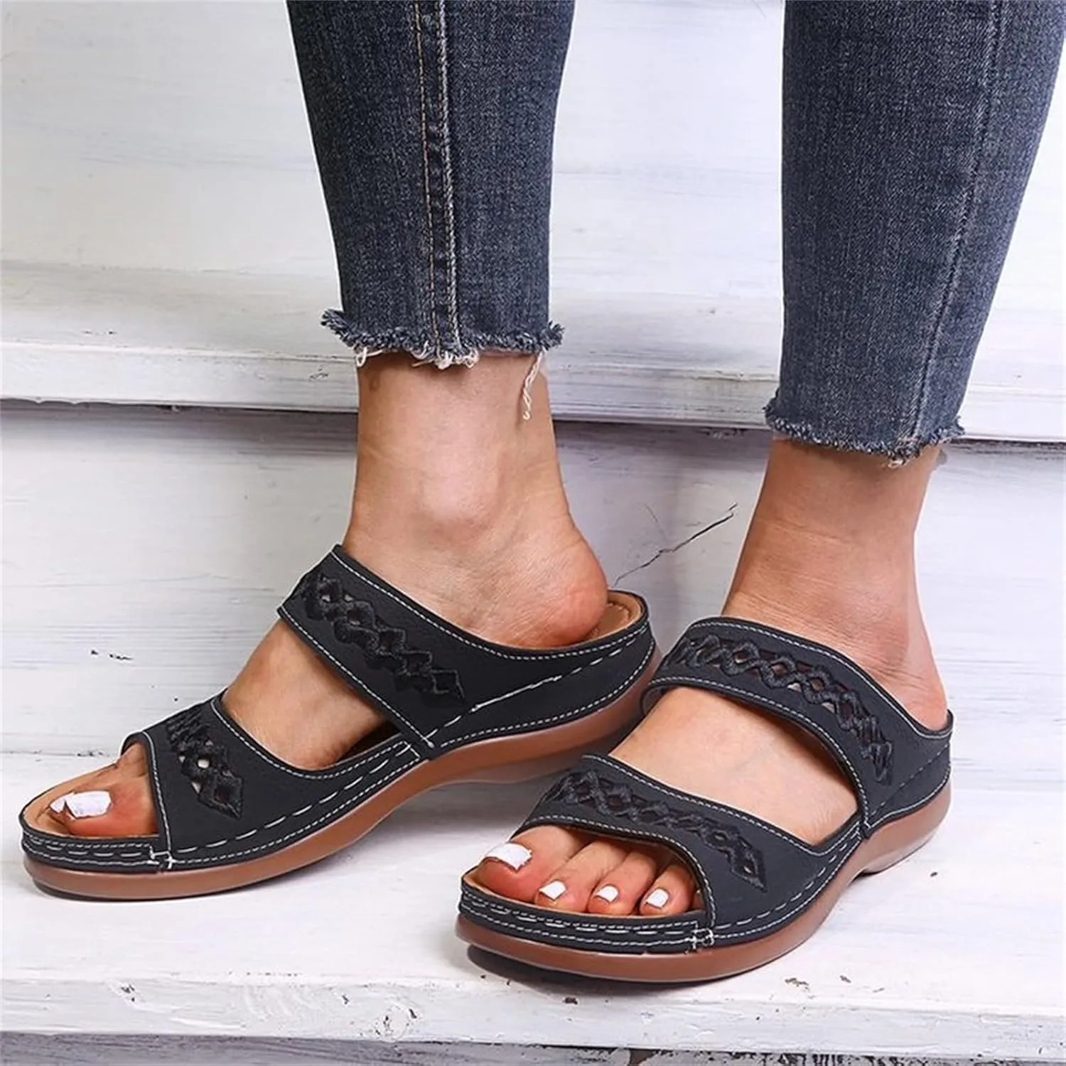 Ladmiple Womens Sandals With Arch Support Dressy Orthopedic Flip Flops Soft Comfortable Orthotic Slides Summer Beach Shoes