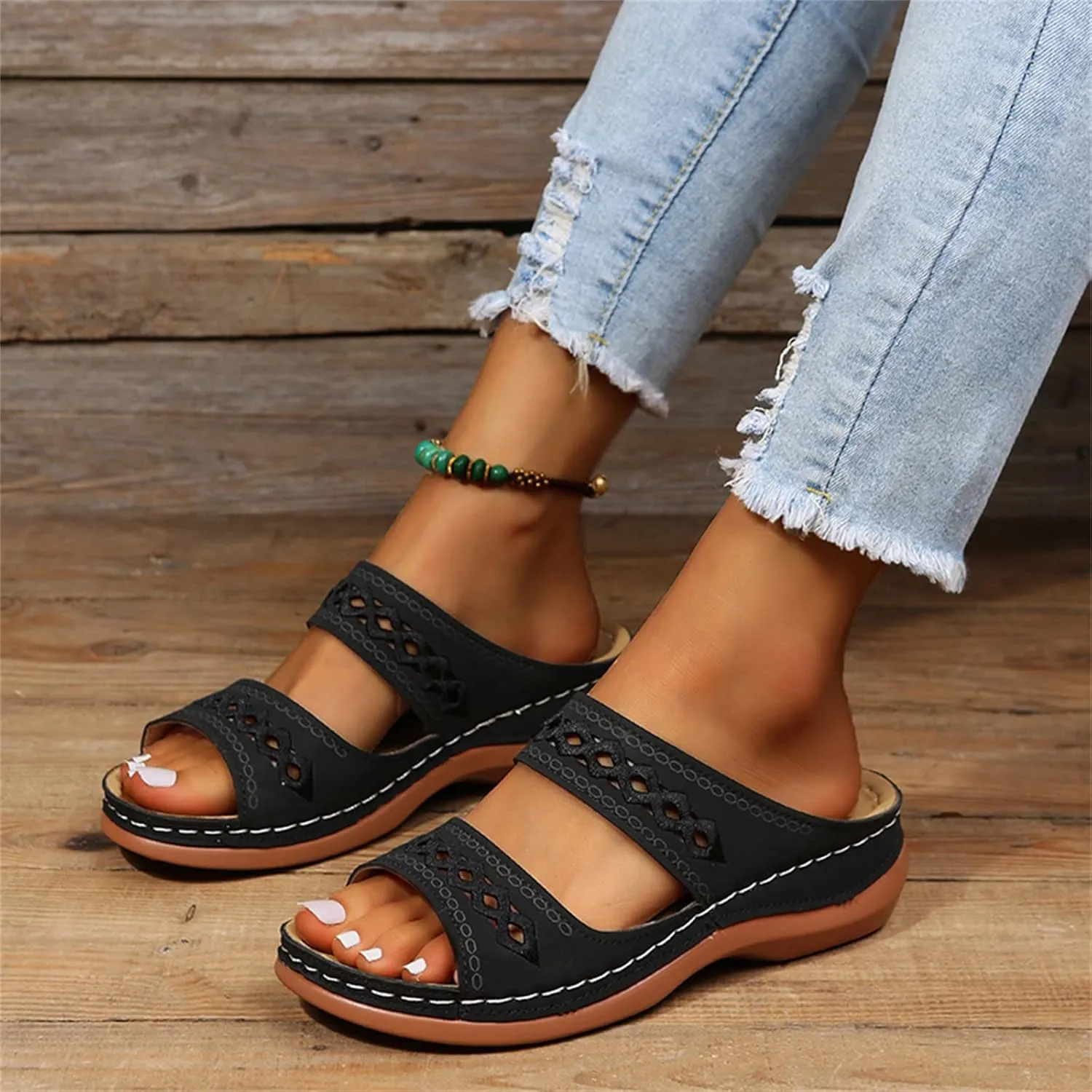 Ladmiple Womens Sandals With Arch Support Dressy Orthopedic Flip Flops Soft Comfortable Orthotic Slides Summer Beach Shoes