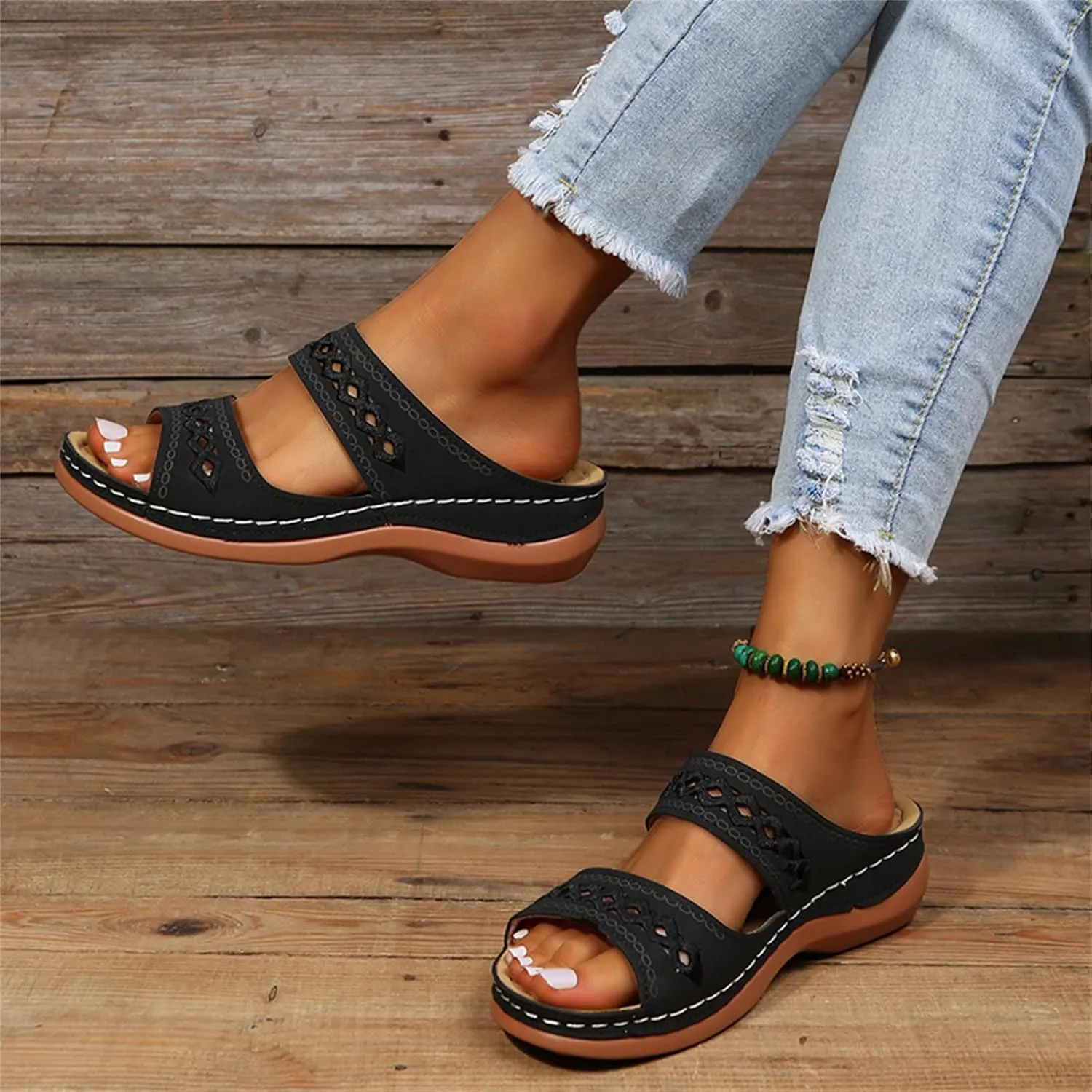 Ladmiple Womens Sandals With Arch Support Dressy Orthopedic Flip Flops Soft Comfortable Orthotic Slides Summer Beach Shoes