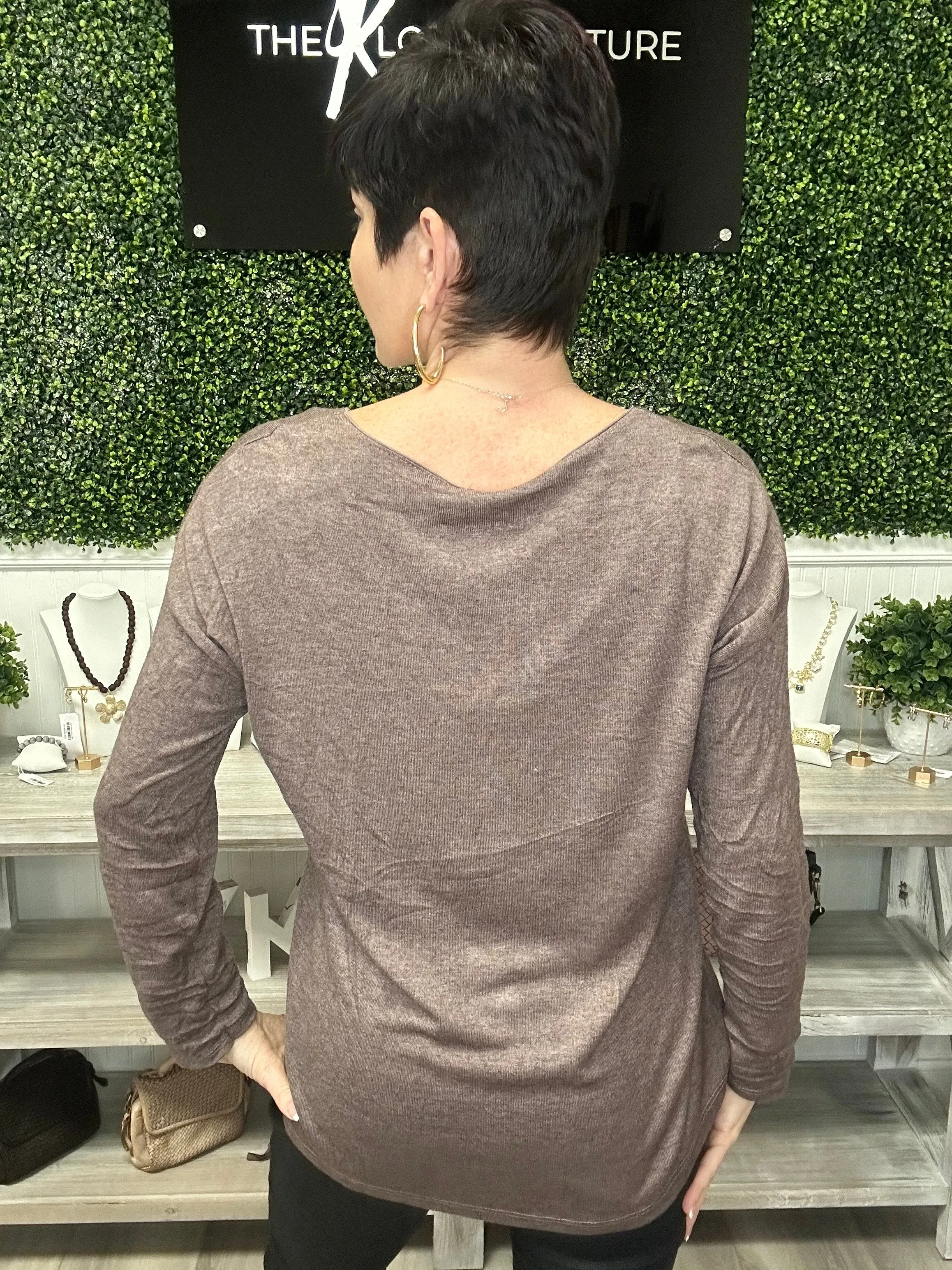 Lightweight Knit Mixed Media Animal Top