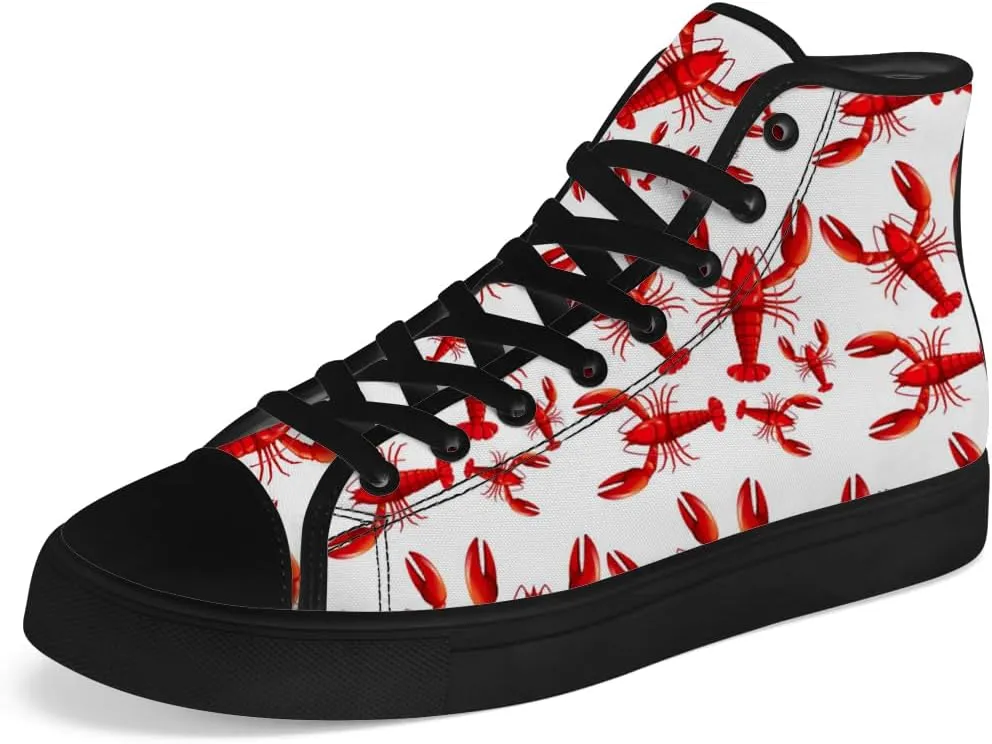 Lobster High Top Canvas Shoes for Men Women High Top Sneakers Lace Up Casual Shoes Gifts for Papa Mama