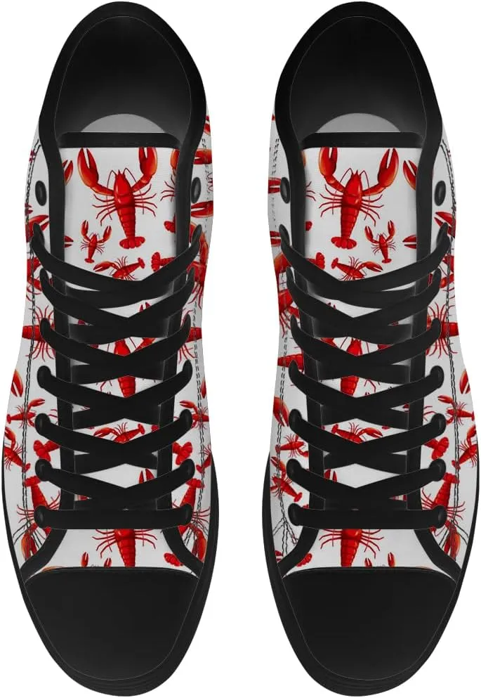 Lobster High Top Canvas Shoes for Men Women High Top Sneakers Lace Up Casual Shoes Gifts for Papa Mama