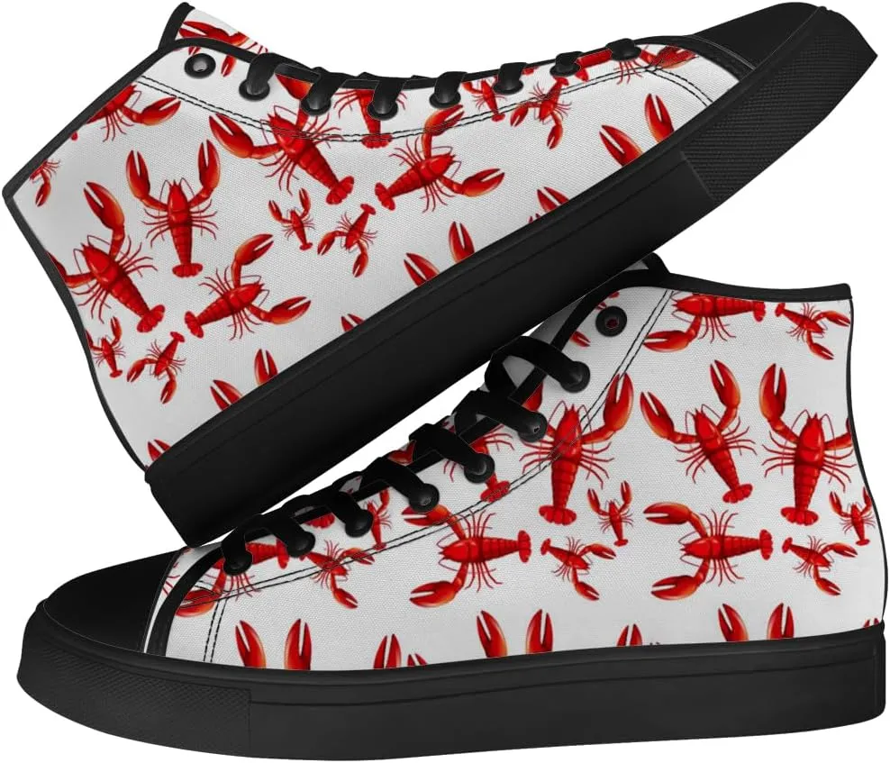 Lobster High Top Canvas Shoes for Men Women High Top Sneakers Lace Up Casual Shoes Gifts for Papa Mama