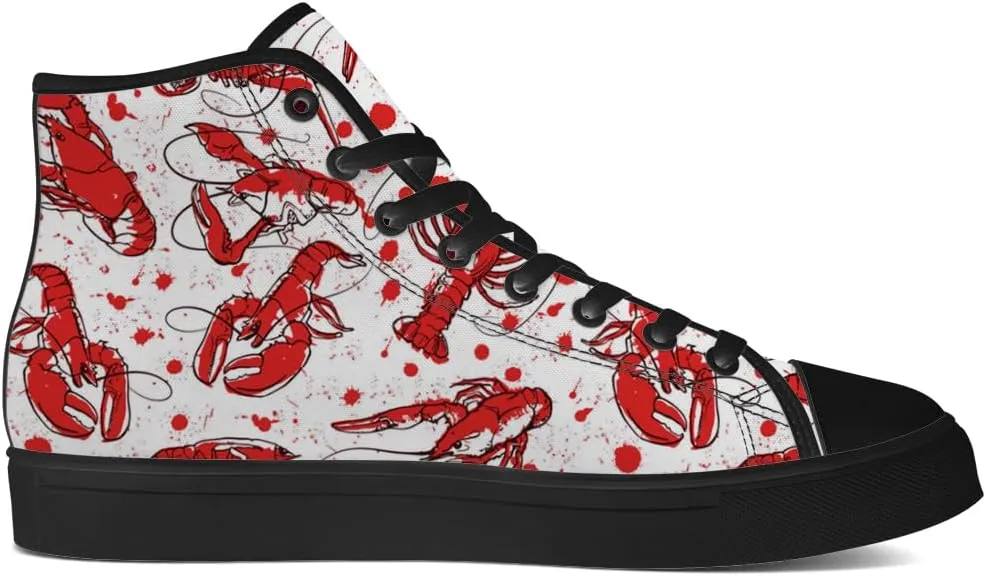 Lobster High Top Canvas Shoes for Men Women High Top Sneakers Lace Up Casual Shoes Gifts for Papa Mama