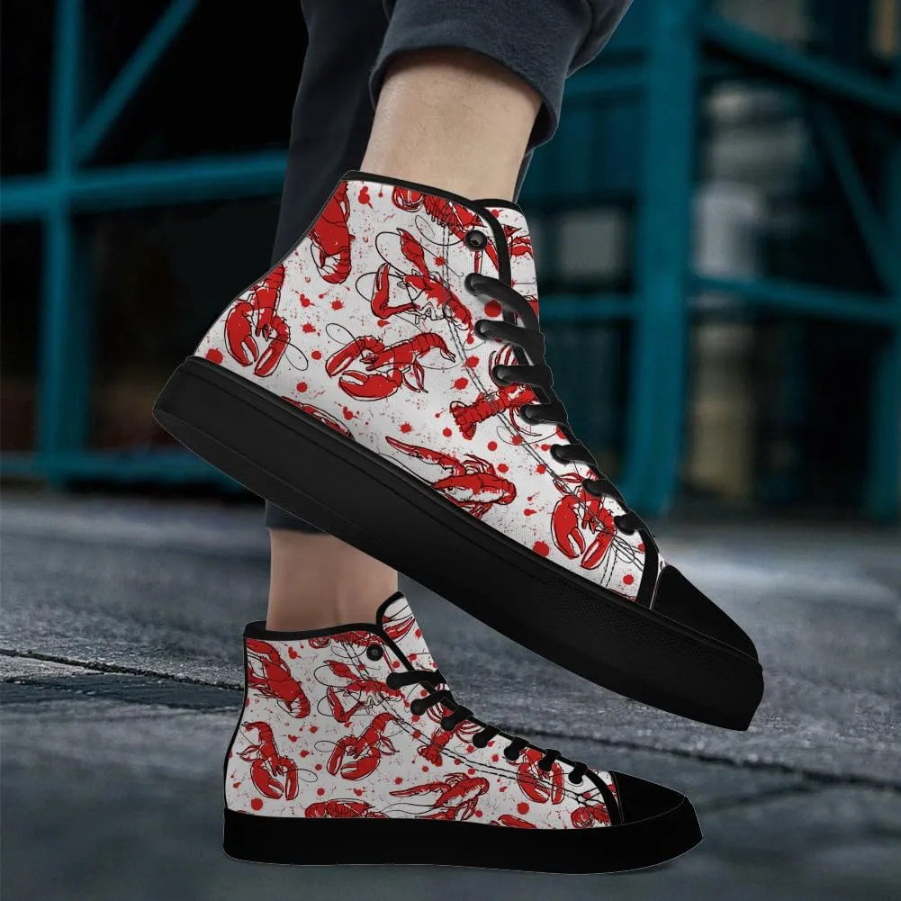 Lobster High Top Canvas Shoes for Men Women High Top Sneakers Lace Up Casual Shoes Gifts for Papa Mama