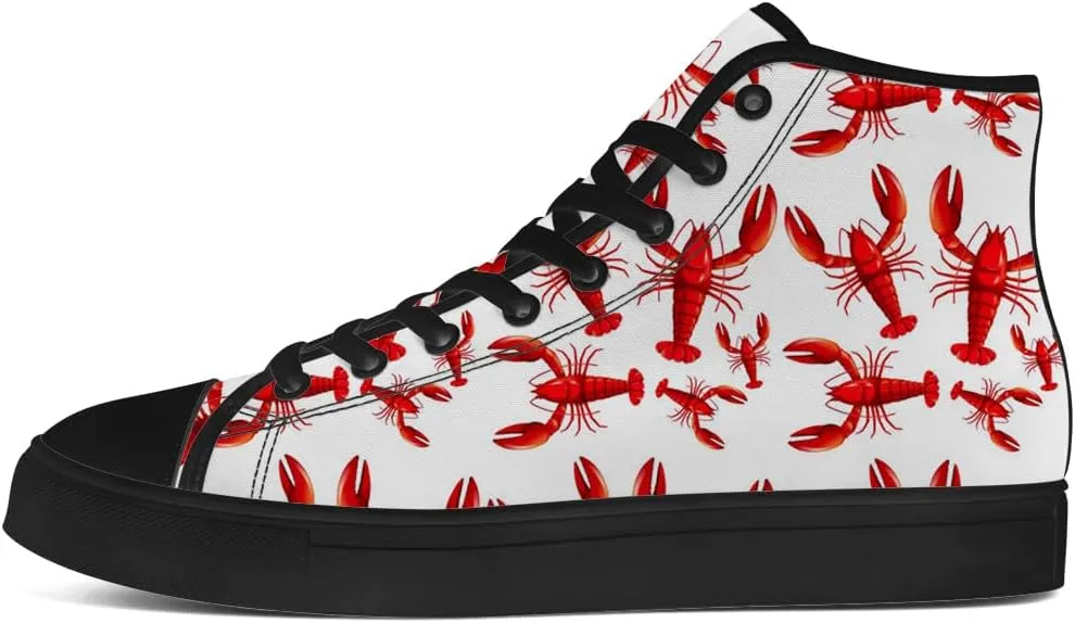 Lobster High Top Canvas Shoes for Men Women High Top Sneakers Lace Up Casual Shoes Gifts for Papa Mama