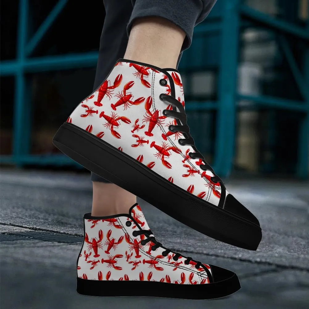 Lobster High Top Canvas Shoes for Men Women High Top Sneakers Lace Up Casual Shoes Gifts for Papa Mama