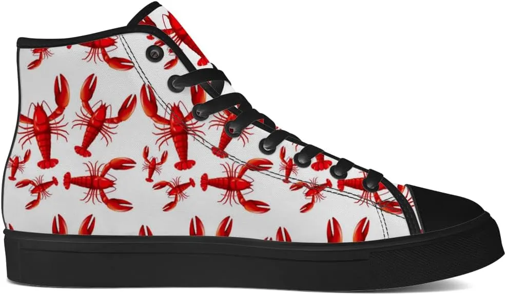 Lobster High Top Canvas Shoes for Men Women High Top Sneakers Lace Up Casual Shoes Gifts for Papa Mama