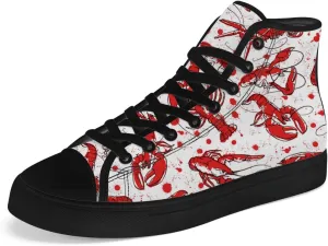 Lobster High Top Canvas Shoes for Men Women High Top Sneakers Lace Up Casual Shoes Gifts for Papa Mama