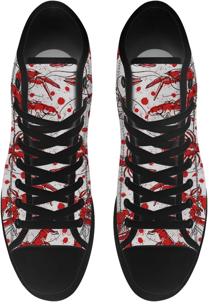Lobster High Top Canvas Shoes for Men Women High Top Sneakers Lace Up Casual Shoes Gifts for Papa Mama
