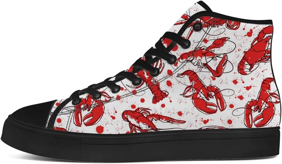 Lobster High Top Canvas Shoes for Men Women High Top Sneakers Lace Up Casual Shoes Gifts for Papa Mama