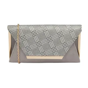 LOTUS Martha Silver Check Clutch Bag