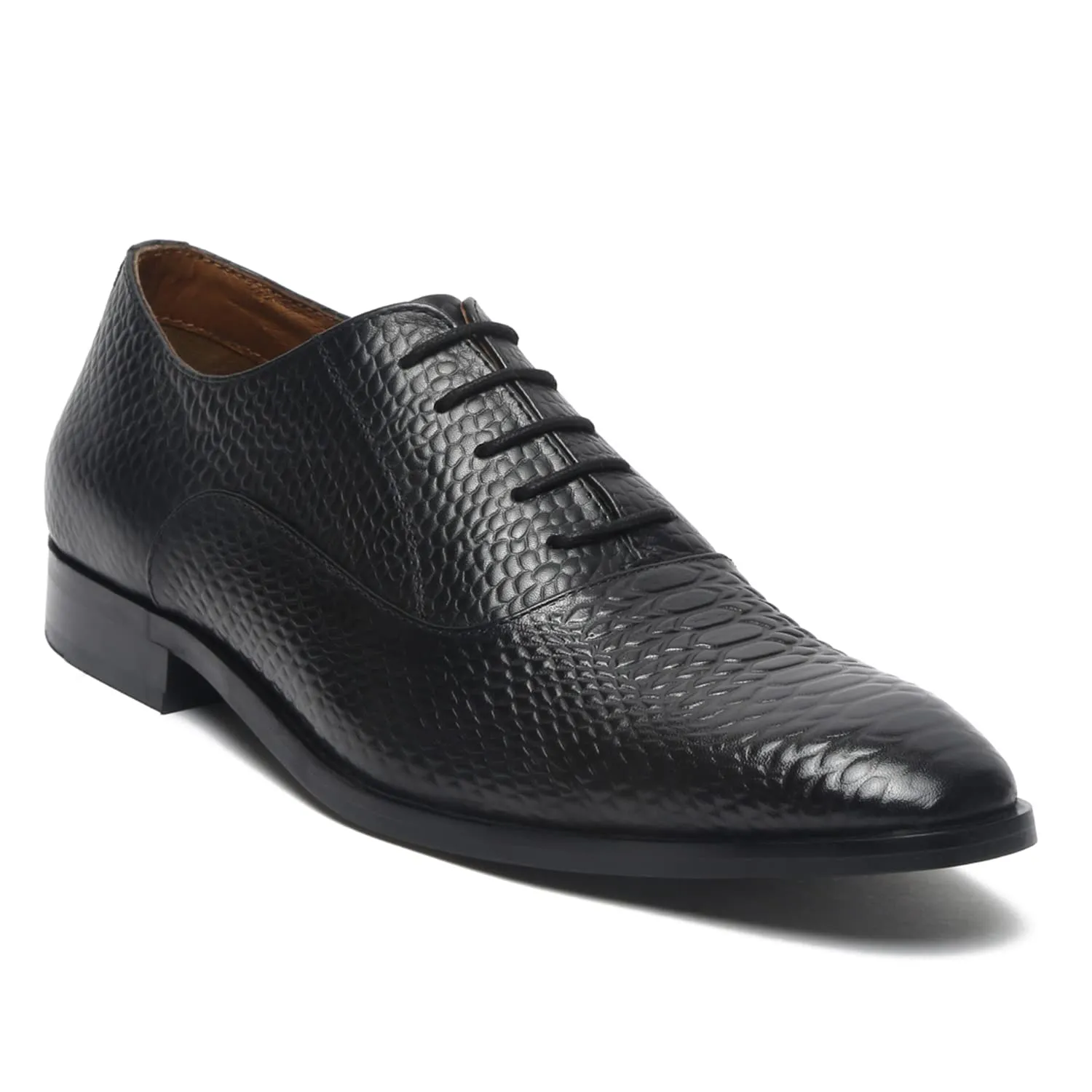 LOUIS STITCH Men's Style Devils Black Derby Shoes Handmade Formal Italian Leather Shoes for Men (EUSNJB) (Size- 8 UK)