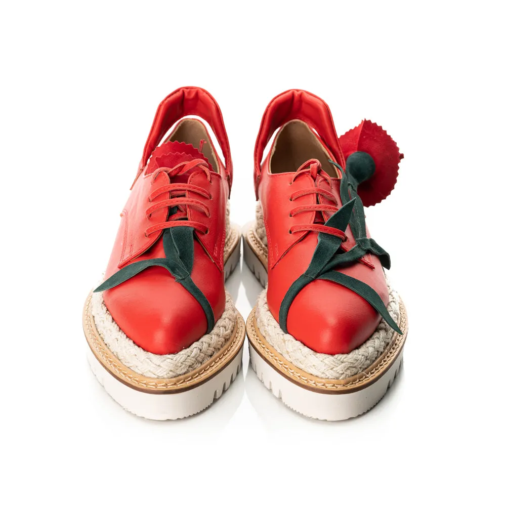 Make This Flower Great Again red leather shoes