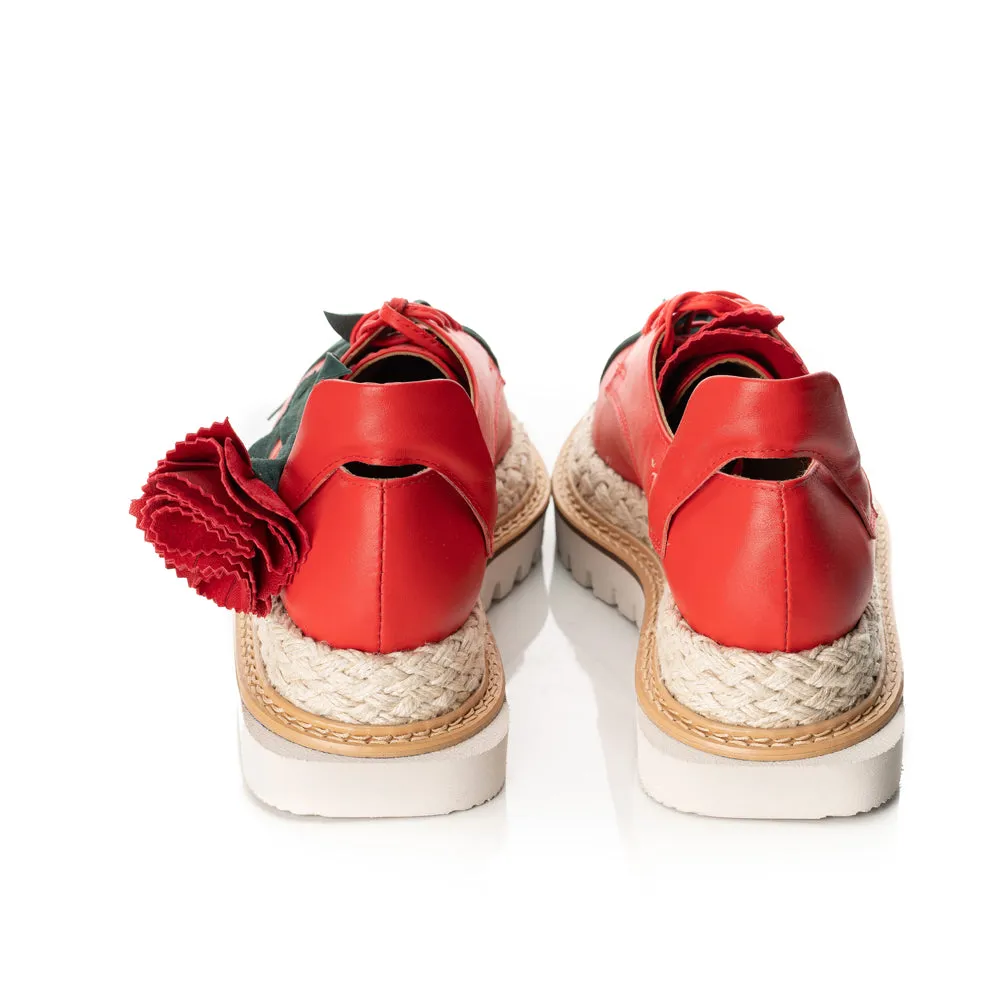Make This Flower Great Again red leather shoes