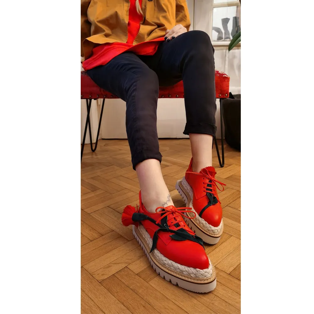 Make This Flower Great Again red leather shoes