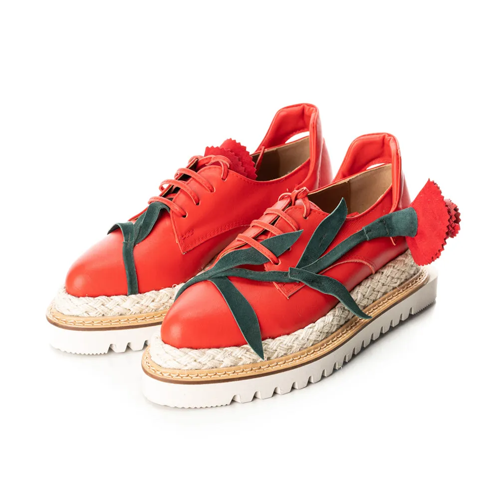 Make This Flower Great Again red leather shoes