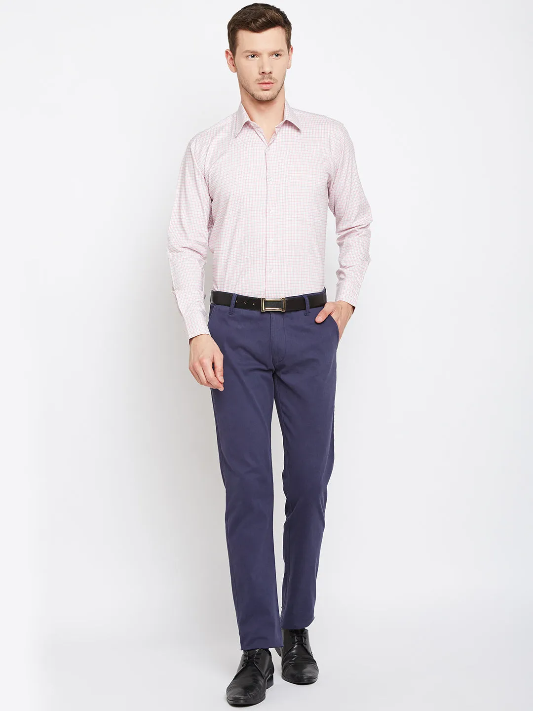 Men Pink Checked Pure Cotton Regular Fit Formal Shirt