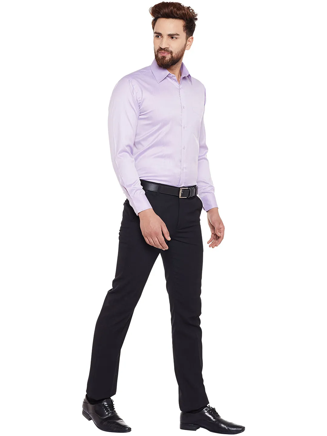 Men Purple Solid Regular Fit Formal Shirt
