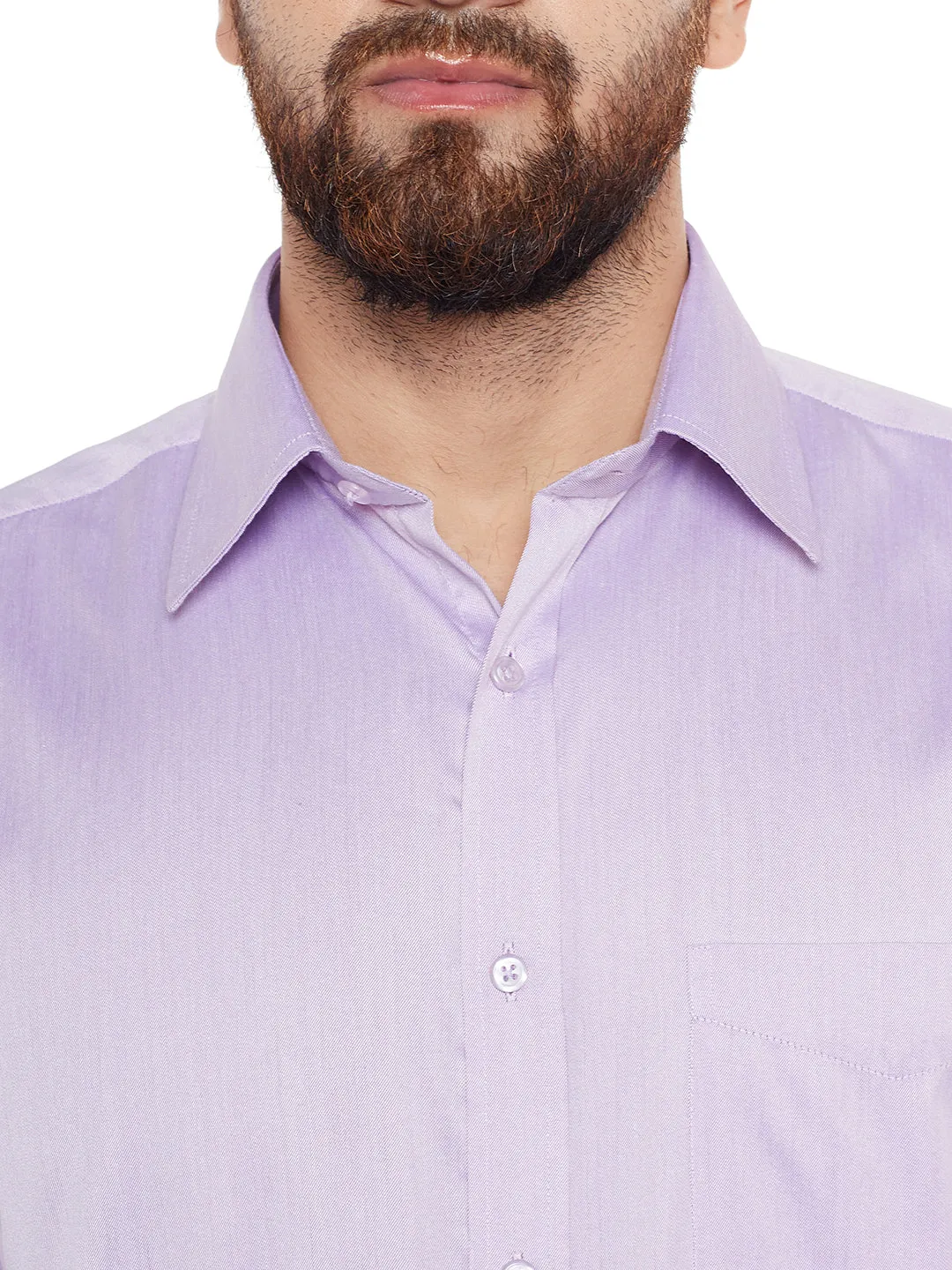 Men Purple Solid Regular Fit Formal Shirt