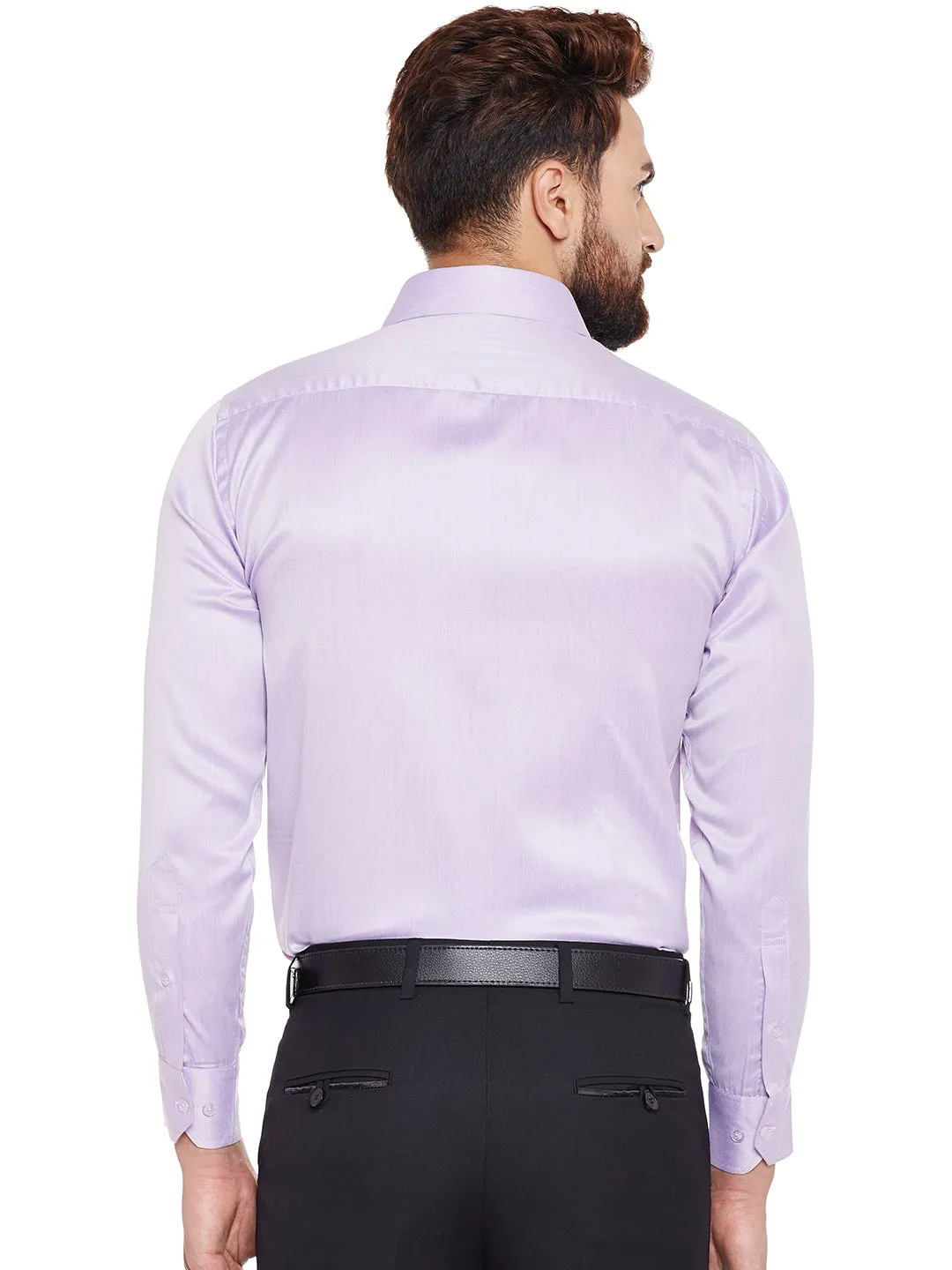 Men Purple Solid Regular Fit Formal Shirt