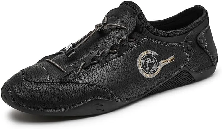 Mens Casual Leather Loafers Lightweight Soft Comfortable Oxfords Non-Slip Breathable Walking Driving Shoes