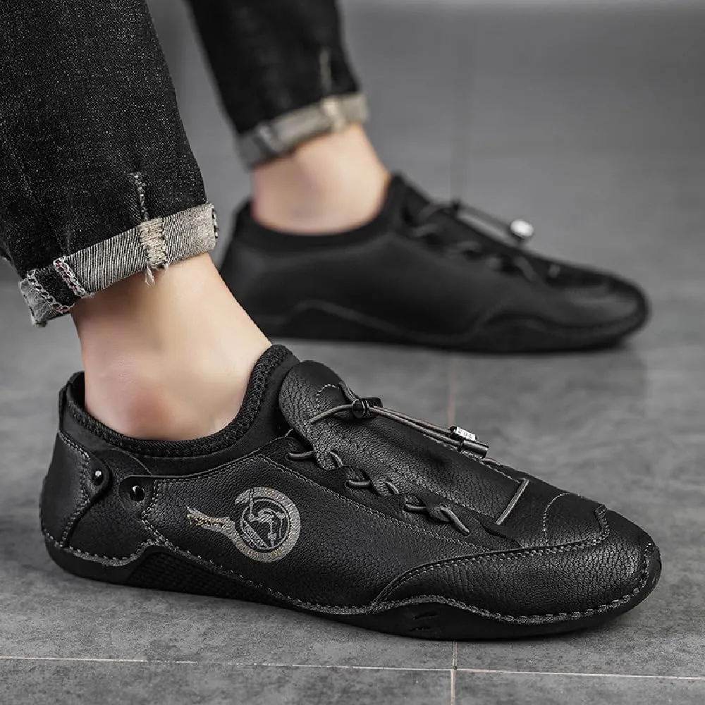 Mens Casual Leather Loafers Lightweight Soft Comfortable Oxfords Non-Slip Breathable Walking Driving Shoes