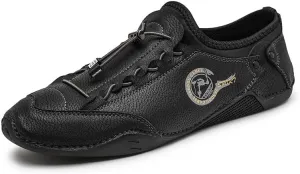 Mens Casual Leather Loafers Lightweight Soft Comfortable Oxfords Non-Slip Breathable Walking Driving Shoes