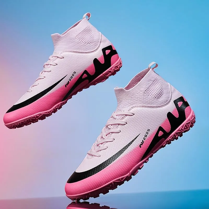 Men's High Top Soccer Shoes, alongside Men's and Women's High-Top Students Game and Sports Training Soccer Cleats Shoes