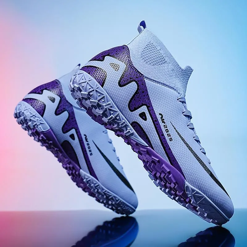 Men's High Top Soccer Shoes, alongside Men's and Women's High-Top Students Game and Sports Training Soccer Cleats Shoes