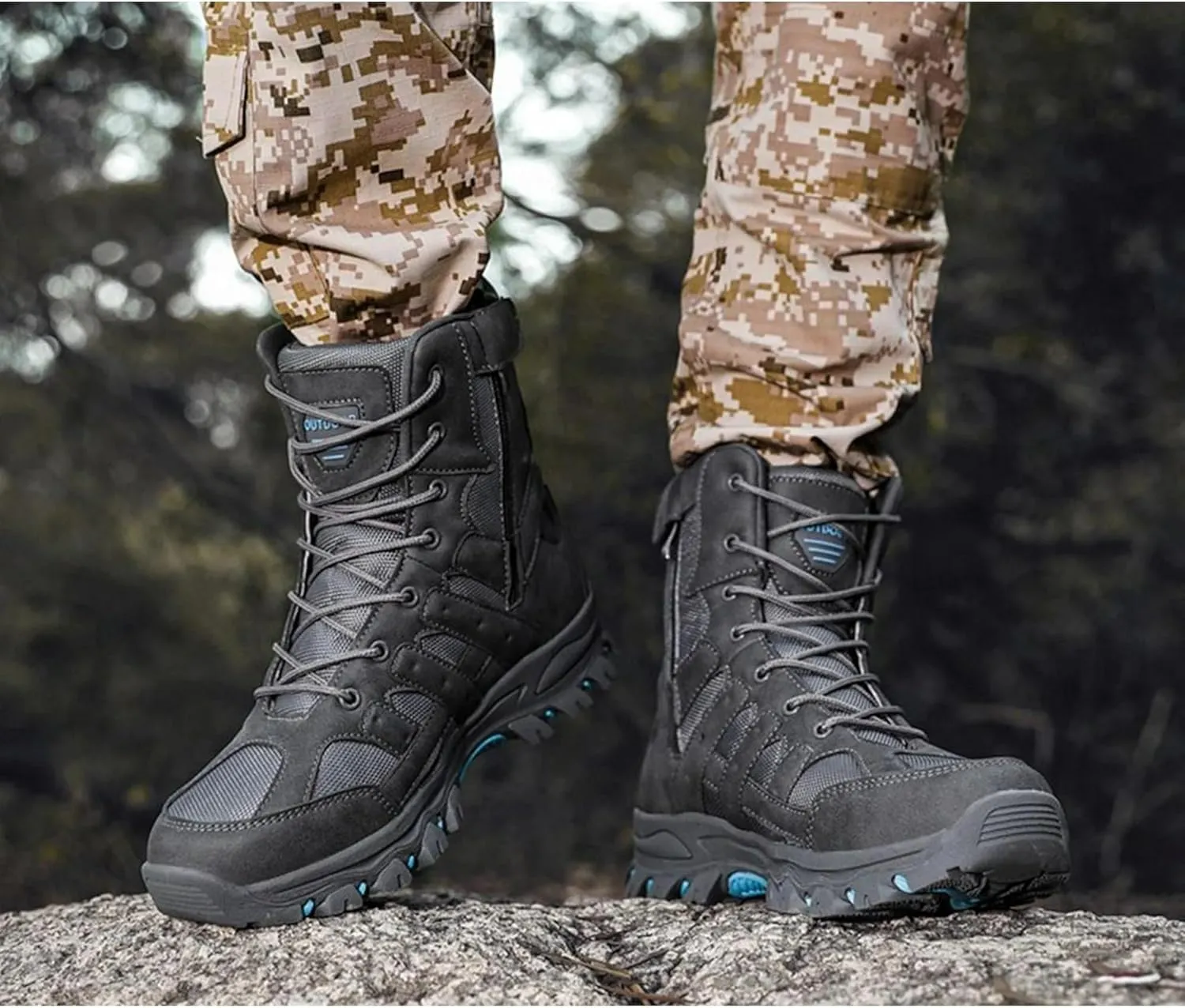 Men's Hiking Boots Non-Slip Waterproof Ankle Support Shoes Outdoor Trekking Shoes for Climbing Mountains