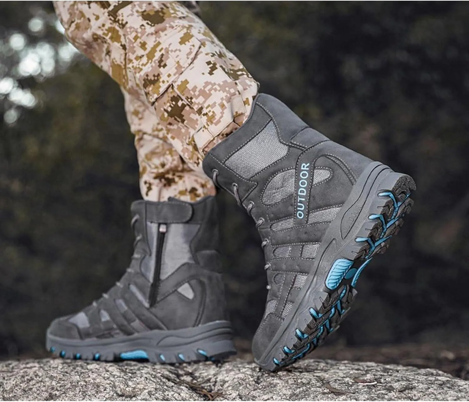 Men's Hiking Boots Non-Slip Waterproof Ankle Support Shoes Outdoor Trekking Shoes for Climbing Mountains