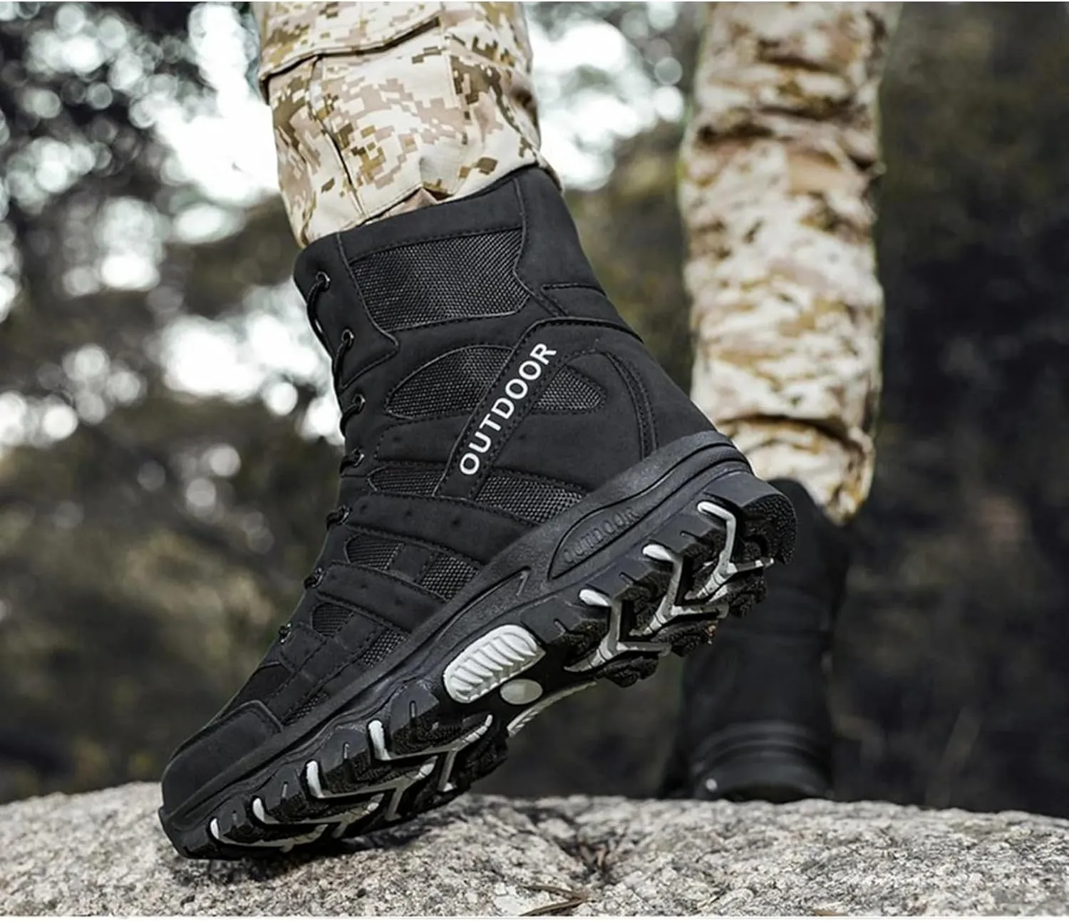 Men's Hiking Boots Non-Slip Waterproof Ankle Support Shoes Outdoor Trekking Shoes for Climbing Mountains