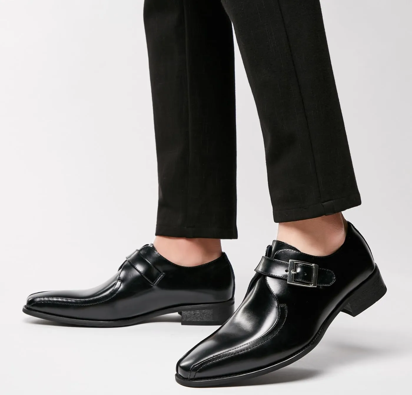 Men's Loafers & Slip-Ons Wedding Formal Dress Leather Business Casual Monk Strap Loafers Shoes for Men