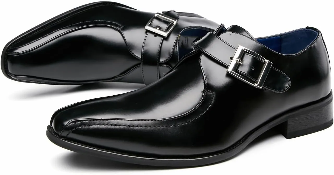 Men's Loafers & Slip-Ons Wedding Formal Dress Leather Business Casual Monk Strap Loafers Shoes for Men