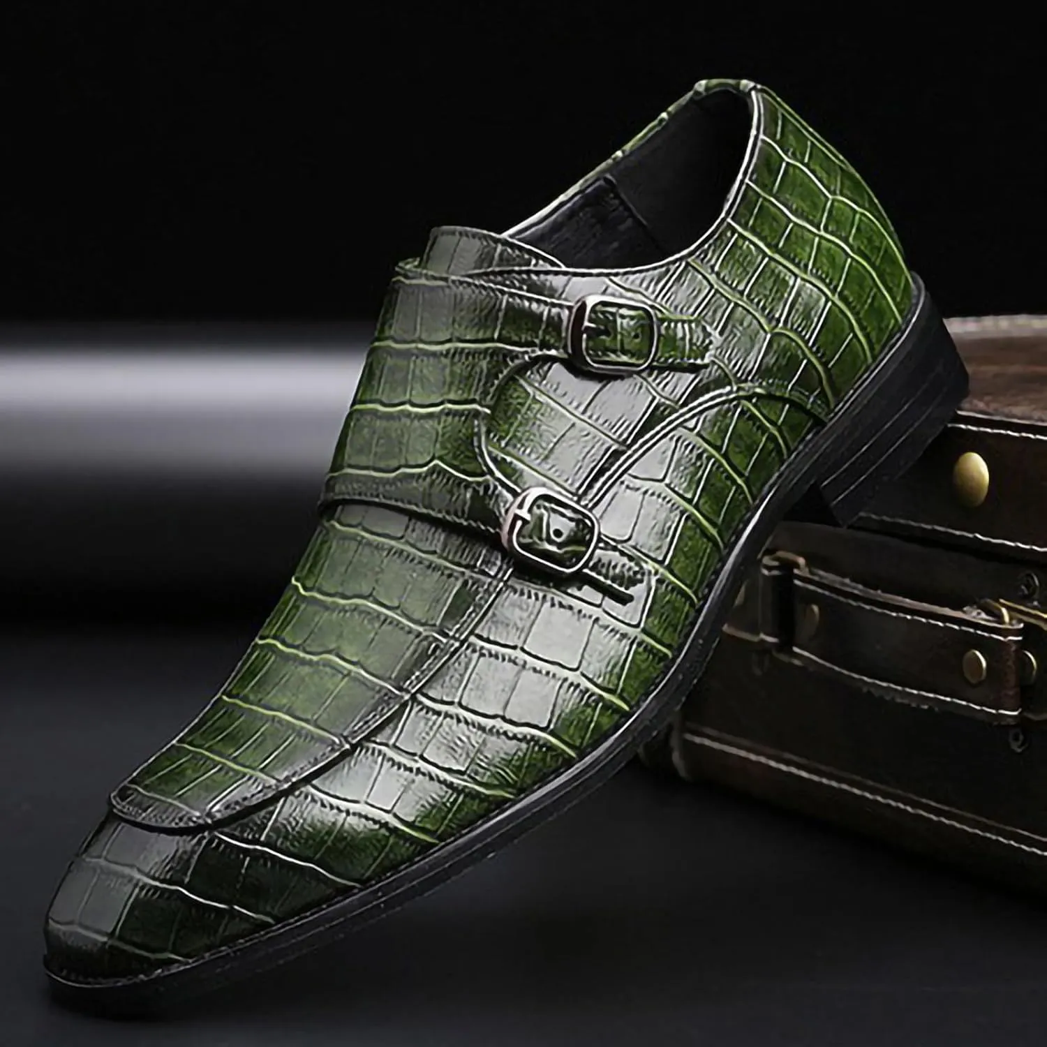 Men's Monk Strap Slip-On Loafers Premium PU Leather Oxford Dress Shoes Comfortable Business Casual Footwear Formal & Office Wear