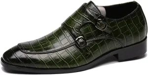 Men's Monk Strap Slip-On Loafers Premium PU Leather Oxford Dress Shoes Comfortable Business Casual Footwear Formal & Office Wear